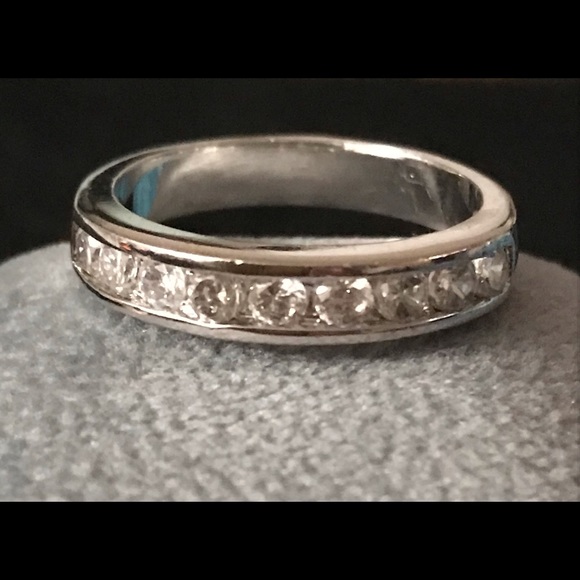Silver CZ Band Stackable Ring 8 - Picture 3 of 9